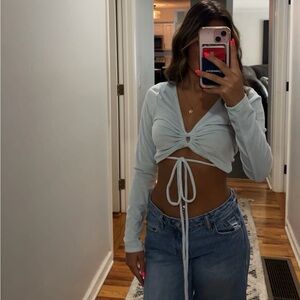 Pacsun Light Blue Long Sleeve Crop Top
